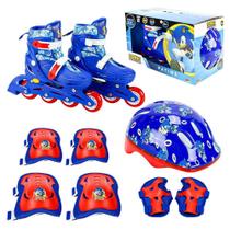 Kit de Proteção Patins Infantil inline do Sonic Tamanho 36 ao 39 - BBR Toys