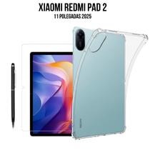 Kit de Proteção Premium para Redmi Pad 2 2025: Capa Transparente Antichoque, Película de Vidro e Can