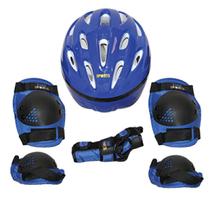 Kit de proteção radical com capacete tam. P azul - Bel Sports