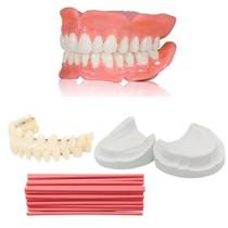 Kit de Próteses Dentárias DIY Superior e Inferior com Dentes Falsos Kit de Próteses Dentárias DIY Superior e Inferior com Dentes Falsos