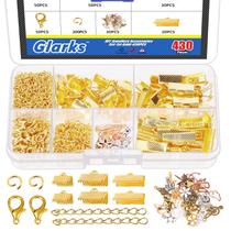 Kit de pulseira Ribbon Glarks, 430 unidades com fechos de lagosta e anéis de salto Kit de pulseira Ribbon Glarks, 430 unidades com fechos de lagosta e anéis de salto