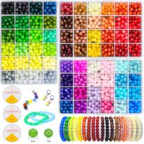 Kit de Pulseiras com 1800 Miçangas de Vidro Gaspletu (8mm) - 72 Cores