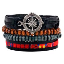 Kit de Pulseiras Couro Wind Rose