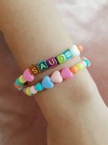 Kit de Pulseiras de miçangas Conjunto de duas peças Paz Amor e Saúde
