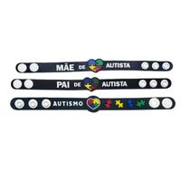 Kit de pulseiras emborrachadas com regulagem pai mãe filho autismo autista