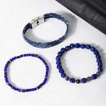 Kit de Pulseiras Masculina Sodalita Azul