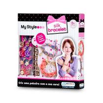 Kit de Pulseiras My Style Silk Bracelete de Seda Multikids BR099 - Moda Infantil com 8 Charms/Berloques