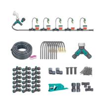 Kit De Pulverização Flexível Em Latão Cinza Ajustável Com Conexão Rápida Para Mangueira PE De 3/8"