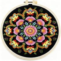 Kit de Punch Needle DIY com Estampa Mandala 20 x 20 cm Kit Inicial Kit de Punch Needle DIY com Estampa Mandala 20 x 20 cm Kit Inicial