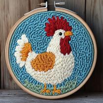 Kit de Punch Needle DIY Galo Cartoon 20x20 cm com Bastidor Kit de Punch Needle DIY Galo Cartoon 20x20 cm com Bastidor