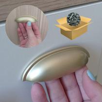 Kit de puxadores concha dourado fosco com 4 unidades para decoração de móveis em geral, cozinha sala quarto banheiro
