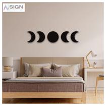 Kit de Quadro Decorativo Fases Da Lua Aplique em MDF 3MM Preto PROMOÇÃO