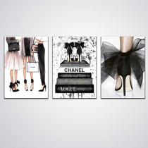 Kit De Quadros Moda Chane L Feito Em Madeira Kit De Quadros Moda Chane L Feito Em Madeira