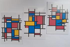 Kit de Quadros Mondrian Modern Art Geométrico Abstrato 3 Peças Kit de Quadros Mondrian Modern Art Geométrico Abstrato 3 Peças
