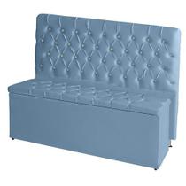 Kit De Quarto Cabeceira De Cama Box e Calçadeira Baú Bella Casal 140 cm Suede Botão Strass Azul Ec Móveis