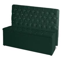 Kit De Quarto Cabeceira De Cama Box e Calçadeira Baú Bella Casal 140 cm Suede Botão Strass Verde Ec Móveis