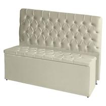 Kit De Quarto Cabeceira De Cama Box e Calçadeira Baú Bella Casal Queen 160 cm Suede Botão Strass Porcelana Eli Móveis