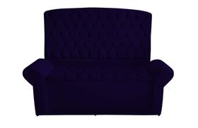 Kit De Quarto Cabeceira De Cama Box e Calçadeira Baú Dubai Casal 140 cm Suede Azul Marinho Ec Móveis