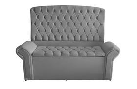 Kit De Quarto Cabeceira De Cama Box e Calçadeira Baú Dubai Casal 140 cm Suede Prata Ec Móveis