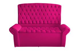 Kit De Quarto Cabeceira De Cama Box e Calçadeira Baú Dubai Casal 140 cm Suede Rosa Pink Ec Móveis
