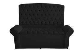 Kit De Quarto Cabeceira De Cama Box e Calçadeira Baú Dubai King 195 cm Suede Preto Ec Móveis