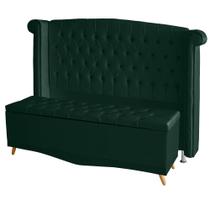 Kit De Quarto Cabeceira De Cama Box e Calçadeira Baú Toquio Casal Queen 160 cm Suede Verde Ec Móveis Kit De Quarto Cabeceira De Cama Box e Calçadeira Baú Toquio Casal Queen 160 cm Suede Verde Ec Móveis