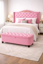 Kit De Quarto Lisboa Cabeceira De Cama Box e Calçadeira Baú Casal 140 cm Suede Rosa Eli Móveis e Decoração Kit De Quarto Lisboa Cabeceira De Cama Box e Calçadeira Baú Casal 140 cm Suede Rosa Eli Móveis e Decoração