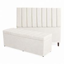 Kit De Quarto Roma Cabeceira De Cama Box e Calçadeira Baú Casal Queen 160 cm Suede Off White Eli Móveis e Decoração Kit De Quarto Roma Cabeceira De Cama Box e Calçadeira Baú Casal Queen 160 cm Suede Off White Eli Móveis e Decoração