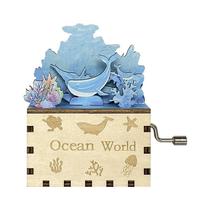 Kit de quebra-cabeça Caixa de música DIY Ocean World Wooden Hand-Manivela