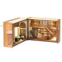 Kit de quebra-cabeça dobrável de madeira DIY Mini Bagel Shop Dollhouse Kit de quebra-cabeça dobrável de madeira DIY Mini Bagel Shop Dollhouse