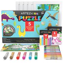 Kit de quebra-cabeça para colorir Arteza Kids 5 quebra-cabeças de dinossauros +3 anos Kit de quebra-cabeça para colorir Arteza Kids 5 quebra-cabeças de dinossauros +3 anos