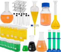 Kit De Química Para Laboratório 56 Peças Ciências Escolar Nf