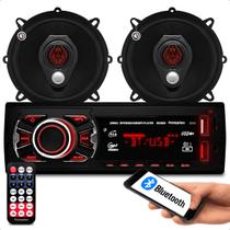 kit de radio com bluetooth 2 entradas usb entrada sd e par de alto falantes de 5 polegadas e 50w rms cada