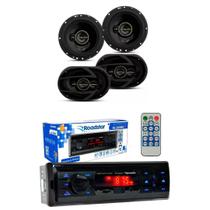 Kit de rádio mp3 bt fm usb com falantes de 6 e 6x9 aurum