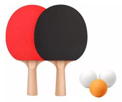 Kit De Raquete Tenis De Mesa Yins Em Madeira 2 Raquetes 3 Bolas Ref - YS37063