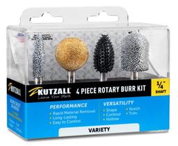 Kit de rebarbas rotativas Kutzall de 4 peças com eixo de 1/4" para escultura em madeira Kit de rebarbas rotativas Kutzall de 4 peças com eixo de 1/4" para escultura em madeira