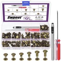Kit de rebites de couro Sweet 110 unidades M5 Bronze com ferramentas Kit de rebites de couro Sweet 110 unidades M5 Bronze com ferramentas