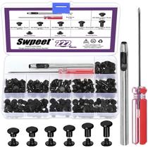 Kit de rebites de couro Sweet M5 Black 6 tamanhos 110 unidades Kit de rebites de couro Sweet M5 Black 6 tamanhos 110 unidades