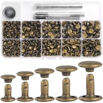 Kit de Rebites de Couro YORANYO 340 Peças Bronze Tamanhos Mistos
