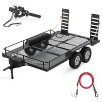 Kit de reboque de metal RC Powmok com eixos duplos em escala 1/10