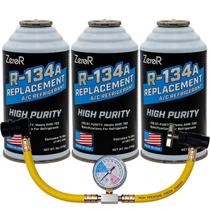 Kit de Recarga de Ar Condicionado ZeroR Substituto R134a com 3 Unidades e Mangueira de 14" Kit de Recarga de Ar Condicionado ZeroR Substituto R134a com 3 Unidades e Mangueira de 14"