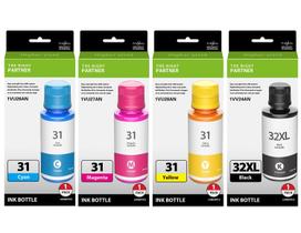 Kit de Recargas de Tinta de Alto Rendimiento 31 32XL (1 Preto 1 Ciano 1 Amarelo 1 Magenta) Compatível com HP 31 32XL para Smart Tank 5101 5102 6001 7001 7002 7301 7602 Plus 651 551 Kit de Recargas de Tinta de Alto Rendimiento 31 32XL (1 Preto 1 Ciano 1 Amarelo 1 Magenta) Compatível com HP 31 32XL para Smart Tank 5101 5102 6001 7001 7002 7301 7602 Plus 651 551