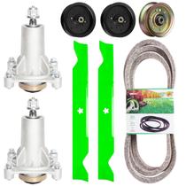 Kit de reconstrução do deck de 46 polegadas TENGMUJX para Husqvarna Poulan PP19H46 2246LS PP20VA46 inclui 2 fusos 187292, 2 lâminas 531309715, 1 correia 405143, 2 polias tensoras 196106, 1 polia tensora 177968