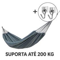 Kit De Rede De Dormir Cinza Listrado + 1 Par Ganchos