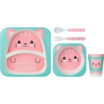 Kit de Refeição em Bambu Gato Rosa 13209 - Buba Kit de Refeição em Bambu Gato Rosa 13209 - Buba