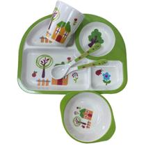 Kit de Refeição Infantil com 5 Peças Completo para Crianças Menina e Menino Introdução Alimentar
