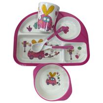 Kit de Refeição Infantil com 5 Peças Jogo Completo Para Introdução Alimentar Menina e Menino