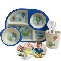 Kit de Refeição Infantil com 5 Peças Jogo Completo Para Introdução Alimentar Menina e Menino