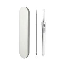 Kit De Remoção De Cravos Em Aço Inoxidável Preto Com Pinça E Agulha, Ferramenta Para Remover Acne