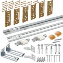 Kit de reparo de hardware de porta dupla Augenweide com trilho de 60 cm